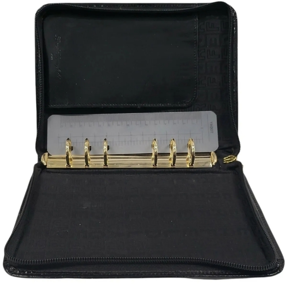KARL LAGERFELD black patent leather zip around agenda day planner case‎ VTG RARE - Picture 3 of 8